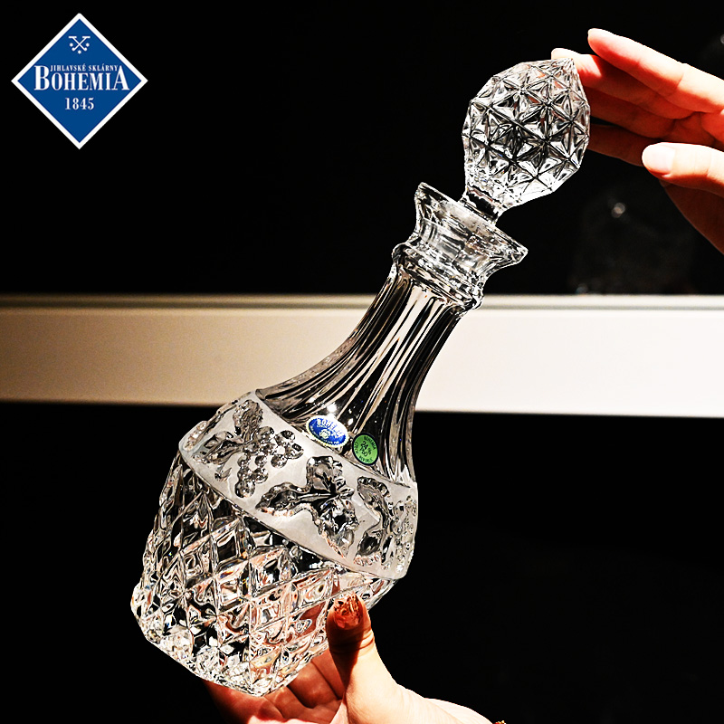 捷克BOHEMIA原装进口水晶玻璃威士忌酒樽 带盖酒瓶酒壶醒酒器酒具