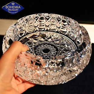 捷克进口BOHEMIA水晶玻璃手工精刻烟灰缸茶几大烟缸礼品客厅摆件