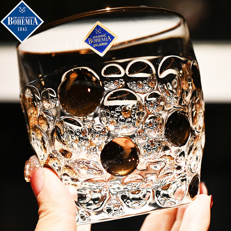 捷克进口描金水晶玻璃威士忌洋酒杯调鸡尾酒杯果汁饮料奶牛水杯子,餐饮具,洋酒/威士忌杯,淘宝优惠券,粉丝福利购,淘宝优惠卷