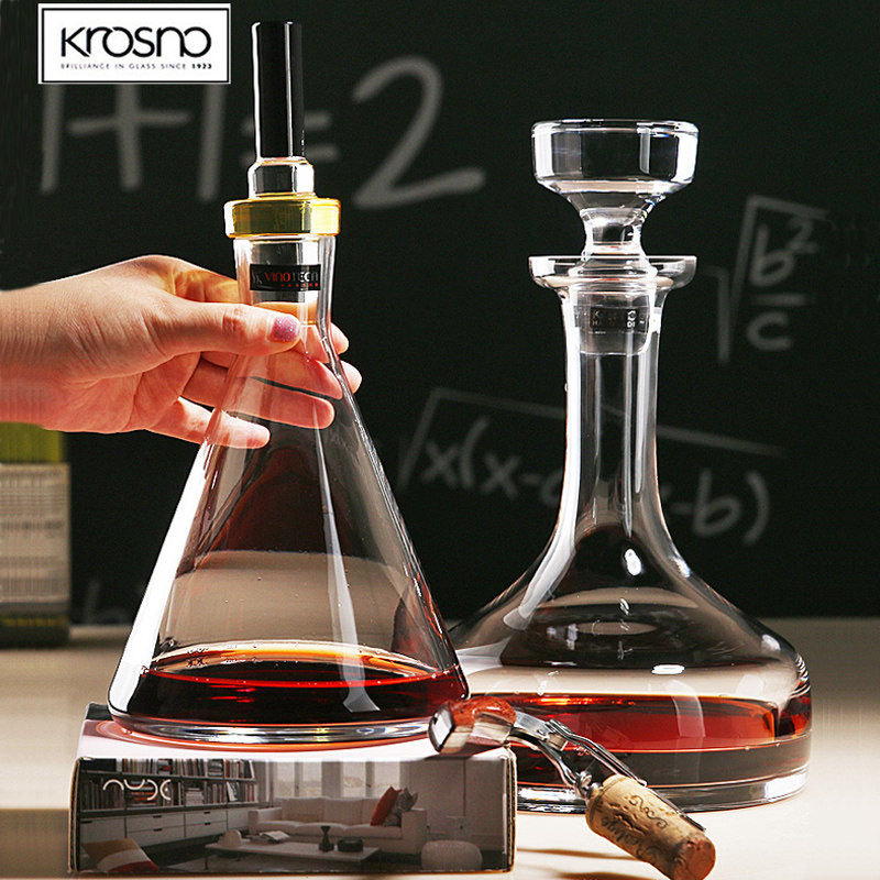 Krosno进口水晶玻璃带盖红酒醒酒器xo威士忌酒樽洋酒瓶分酒壶摆件