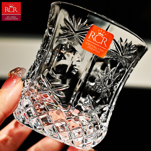 意大利进口水晶玻璃杯欧式 刻花威士忌洋酒杯调酒杯果汁饮料水杯子