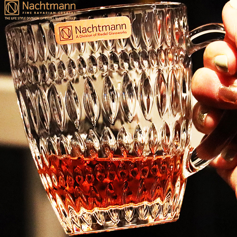 德国进口NACHTMANN水晶玻璃耐热带把马克杯牛奶咖啡花茶早餐水杯