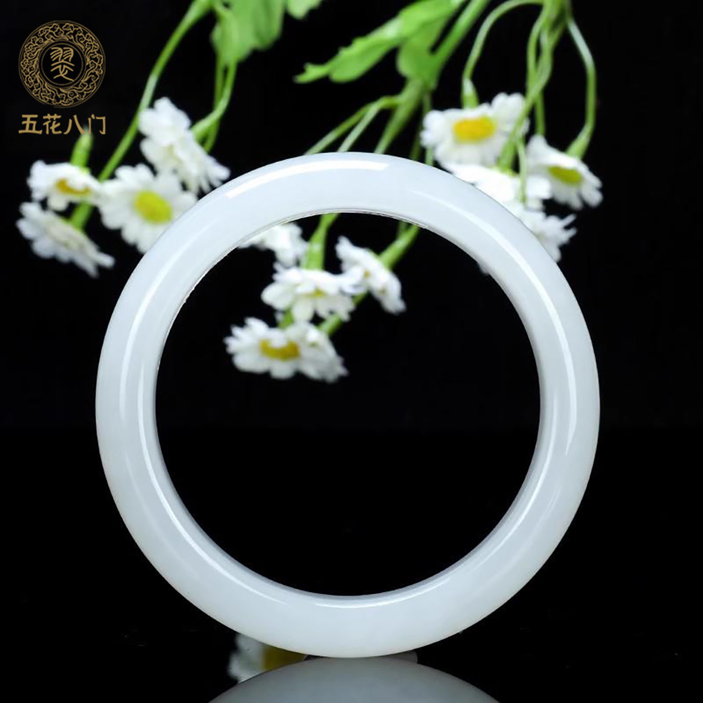 五花八门高端和田玉手镯女款玉镯子平安镯天然正品老坑白玉石手镯