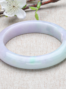 五花八门翡翠手镯女款天然缅甸A货翡翠春带彩玉镯子正品48689