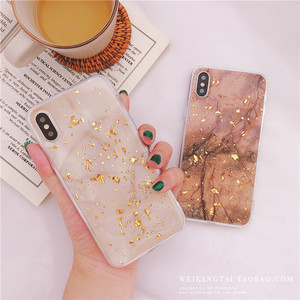 金箔大理石苹果手机壳