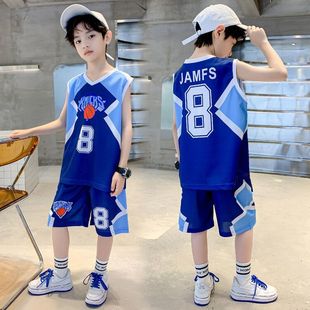 夏天套装 儿童篮球服套装 夏季 男童速干运动两件套中大童男孩无袖