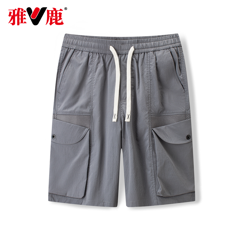 雅鹿休闲裤男2025夏季新款薄款裤子弹力冰丝凉感工装五分短裤男