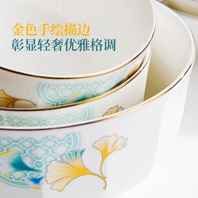 碗家用陶瓷吃饭碗加厚防烫米饭碗小碗简约餐具碗盘碗碟套装组合