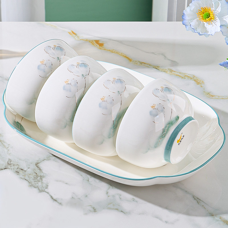 陶瓷碗家用10个吃饭碗套装简约清新餐具加厚面碗2025新款碗碟套装,餐饮具,碗,淘宝优惠券,粉丝福利购,淘宝优惠卷