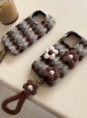 秋冬t2x网红vivoy37针织花手机壳适用IQOO15/12/13女VIVO IQOONEO10s pro复古iqooz9/z8/Z7/z6毛绒y50潮neo11