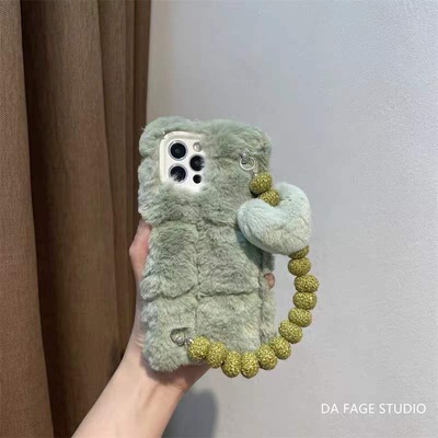 适用华为nova14pro毛绒13/12/11/9se爱心手机壳magic7pro/5/4/6网红荣耀play9T/7t/6C/8纯色x70i手链x60可爱