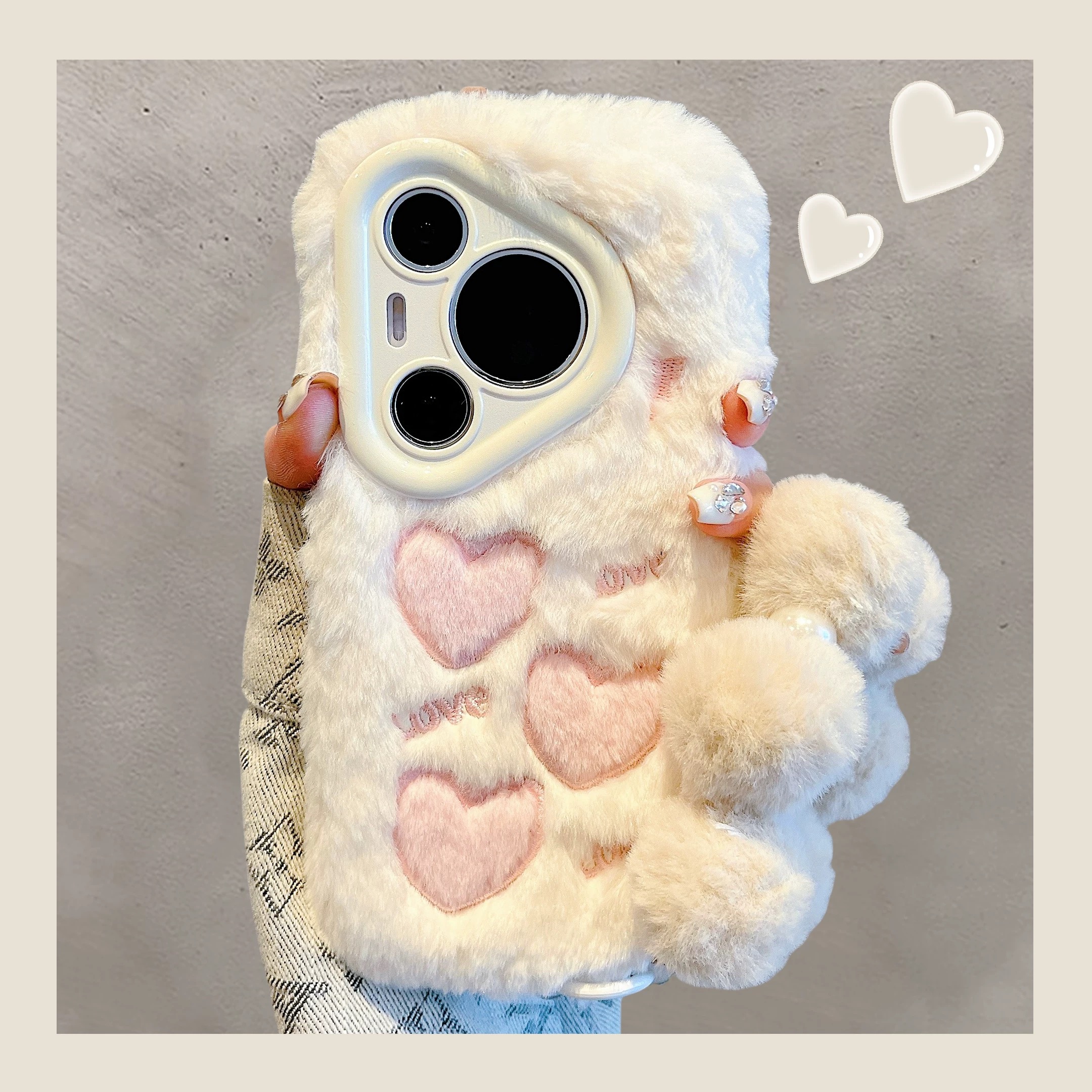 适用x200网红y36i/y78+/y77e/y35M/s19pro/s18e/s30/s20爱心手机壳VIVOX100s pro/x90/x80pro毛绒y37y300y50