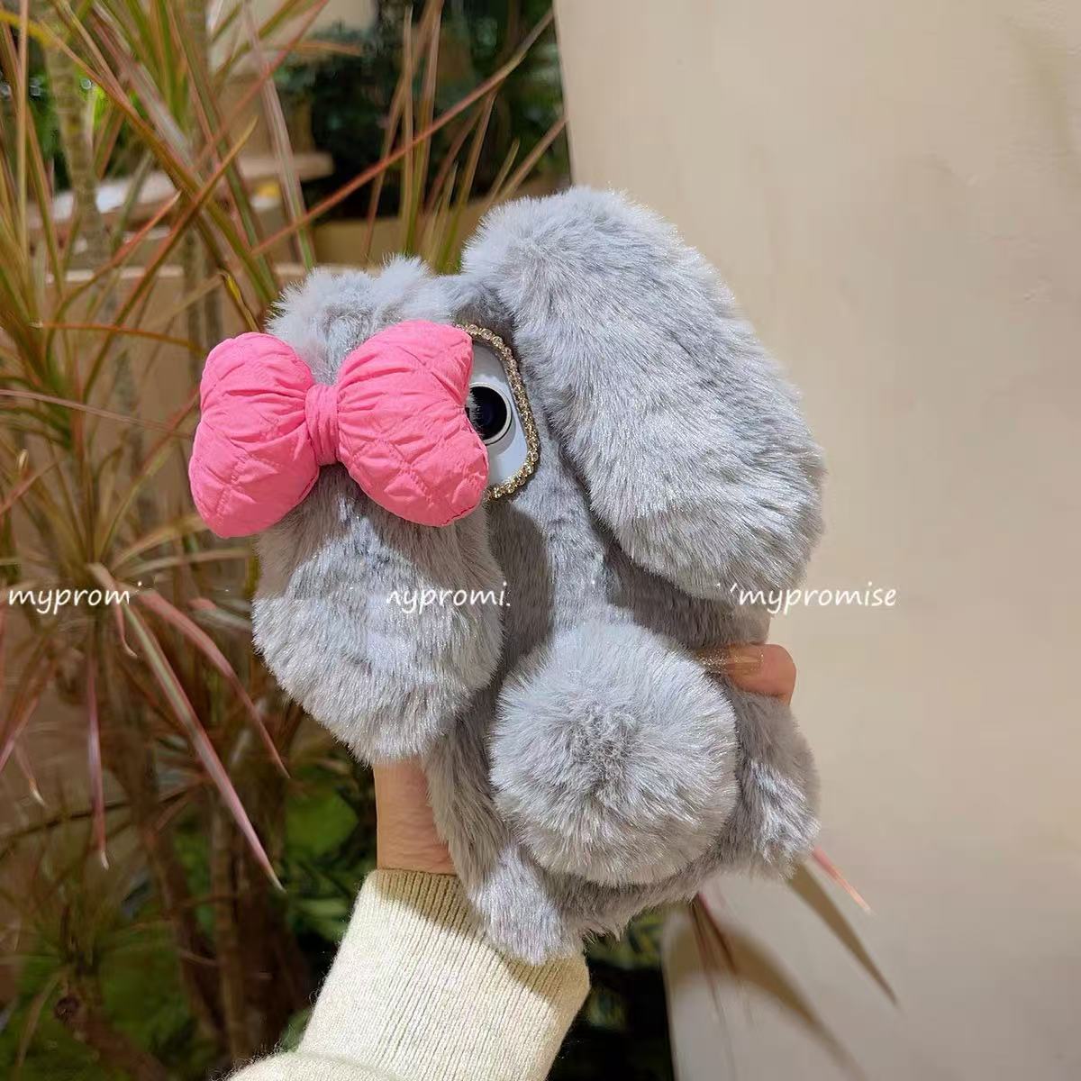 抖音同款15pro适用iPhone14promax手机壳16毛绒17苹果13plus兔子1+15/12/13一加ace3pro/2V蝴蝶结10可爱5pro