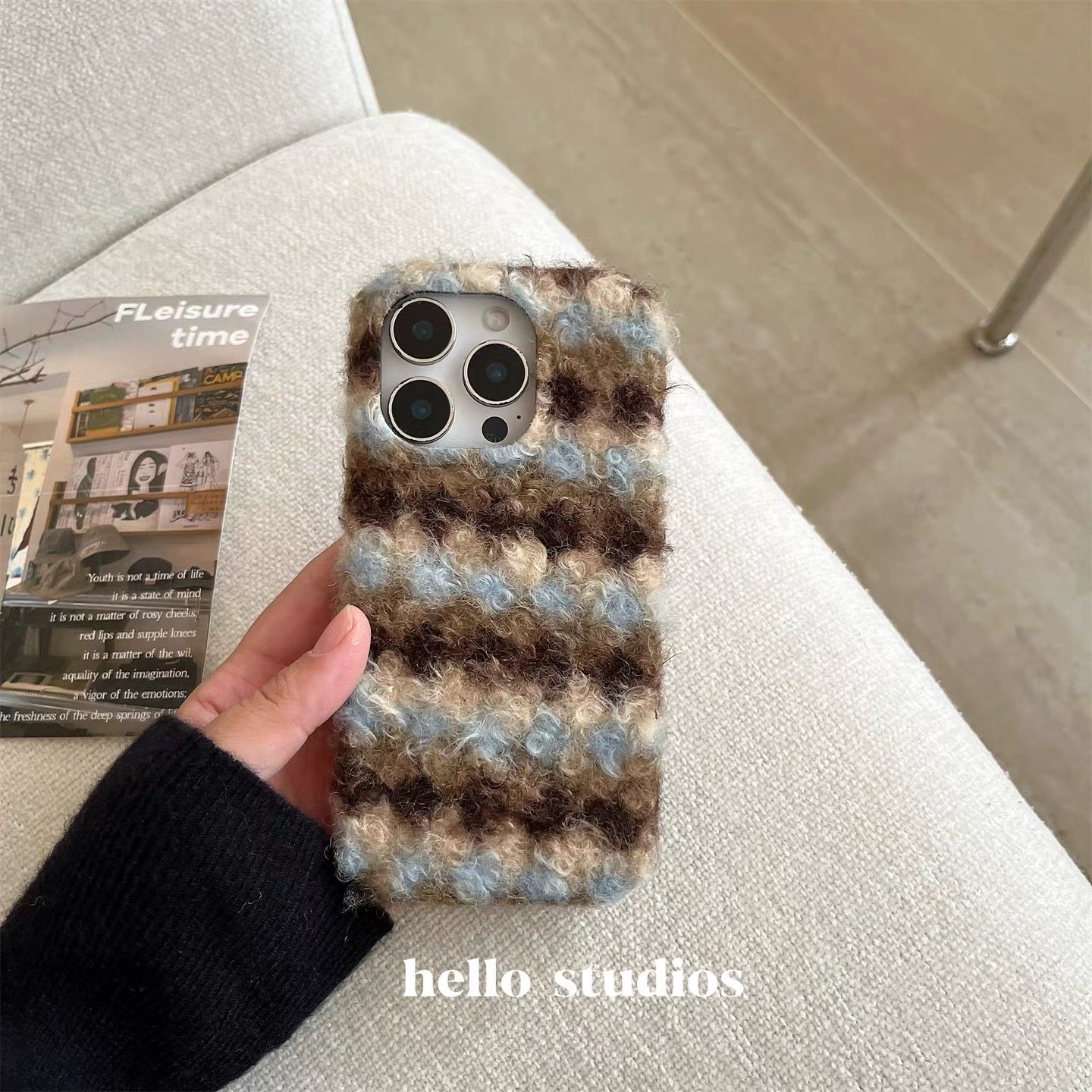 毛绒gt7/v50s/gt3日韩gt2/V30针织花朵v60s/OPPO真我gtneo6se手机壳v70realme15pro+/12/10s少女心V13v11条纹