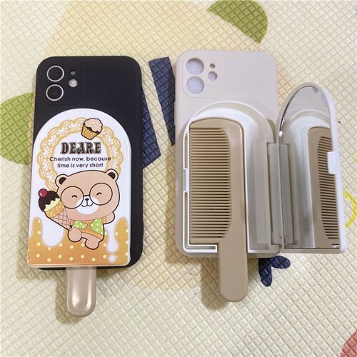 夏天A5活力版oppoA3pro/a3X/A2m梳子k12/A58小熊手机壳OPPOFindx9/8/7可爱OPPO Reno15C/13/12/14pro补妆镜A6