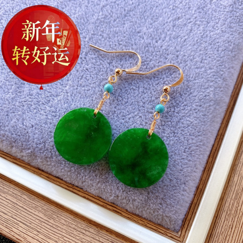 s925银镀金翡翠干青轻奢耳坠红无