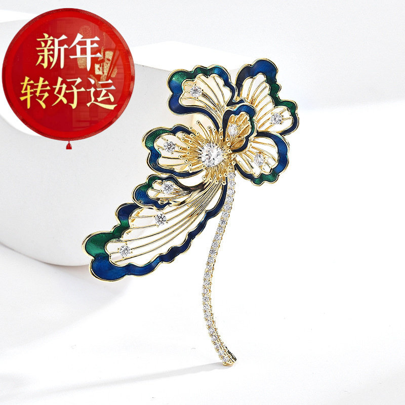 新款简约祥云花朵衣饰胸针国风珐