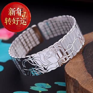 【新年转运】s925宽版大悲咒手镯实心925实心开口男女手镯银