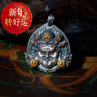 精工吊坠黄财神牌子挂件挂饰男女款 镀银新款 复古饼子 新年转运