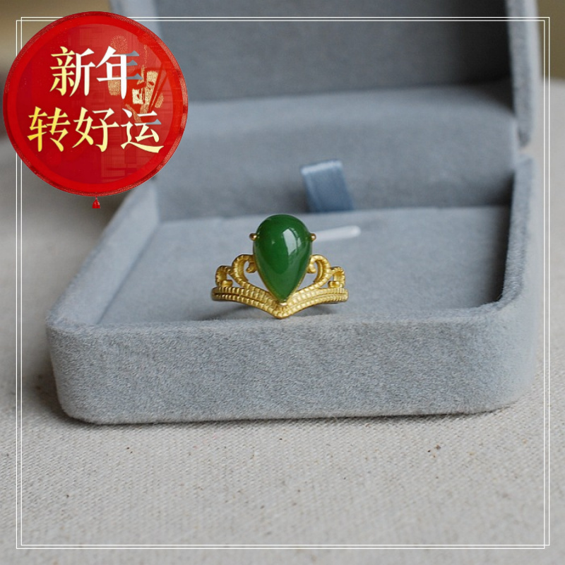s925银复古文艺设计古法金皇冠女