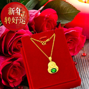 越南沙金白色笑佛吊坠纯首饰女士项链结婚项链婚饰妈 新年转运