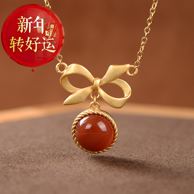 【好运】抖音款纯银沙金南红玛瑙
