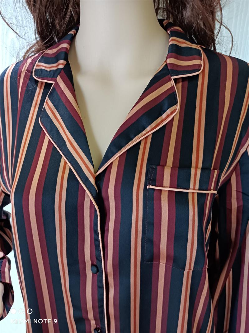 青年外穿条纹款两件套长袖睡衣