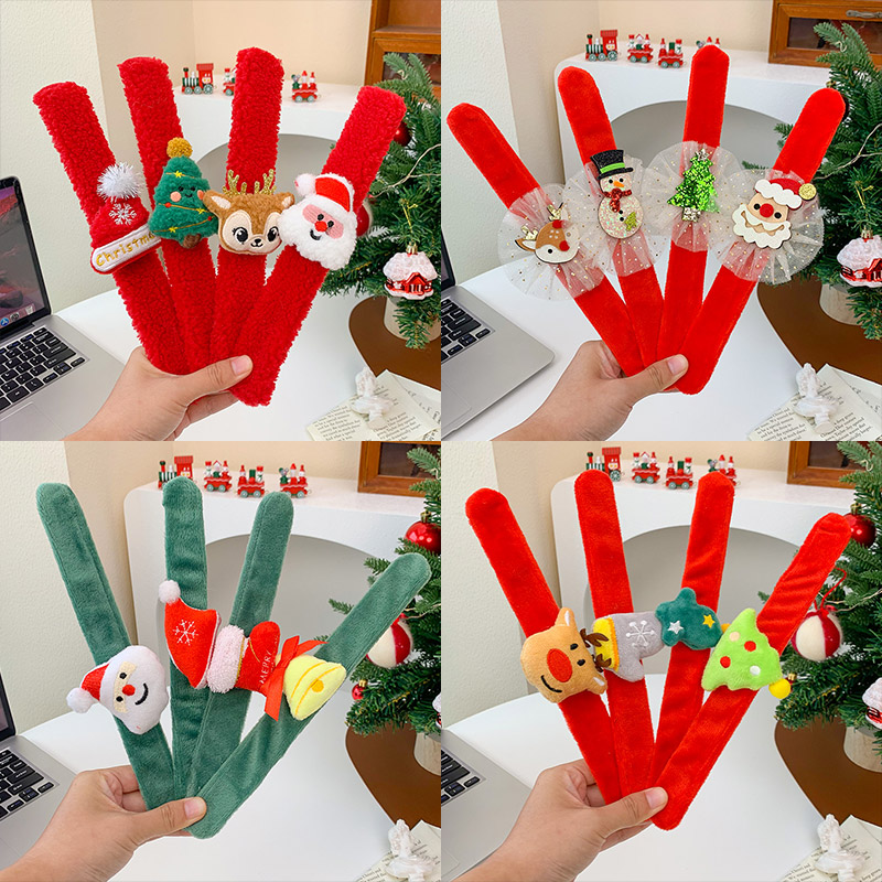 圣诞节啪啪圈装饰儿童小礼物圣诞老人麋鹿手环幼儿园活动装扮礼品