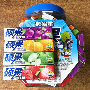 一桶60条硕果瑞士糖超级星水果味瑞士糖混合装软糖奶糖 怀旧零食