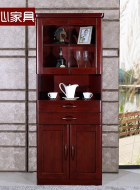 顺心家具 实木酒柜靠墙储物柜客厅柜子家用中式水曲柳高酒柜