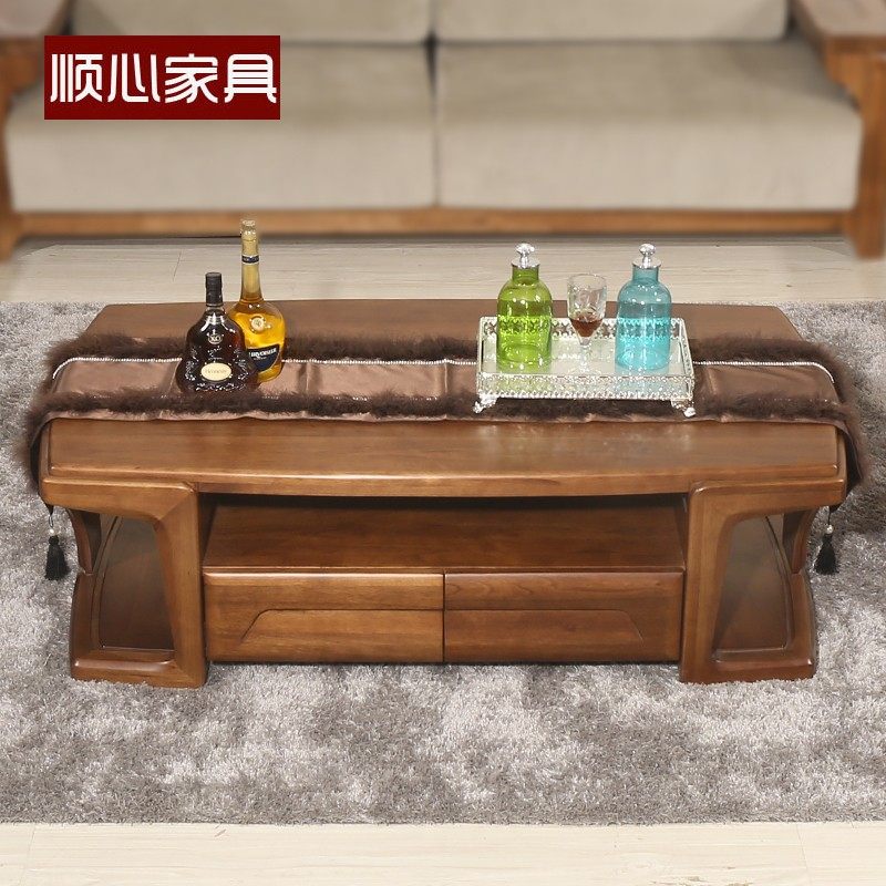 实木茶几纯胡桃楸木东南亚家具 长方形中式茶桌客厅茶几带抽屉