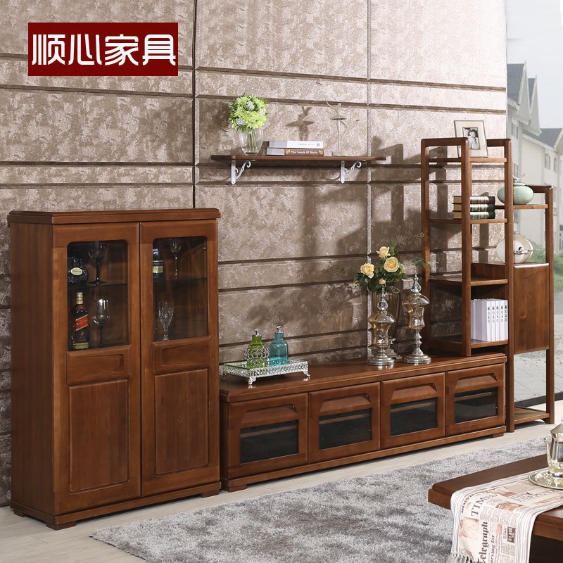顺心家具实木茶几电视柜组合客厅柜现代新中式酒柜套装柜楸木地柜