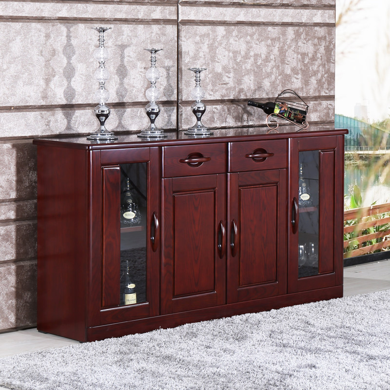 顺心家具 中式实木餐边柜靠墙落地储物柜客厅家用餐厅置物柜