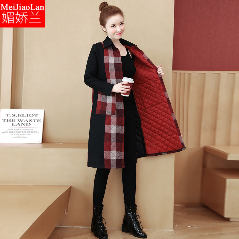 棉服女中长款秋冬2020大码女装200斤胖妹妹显瘦加厚夹棉风衣外套