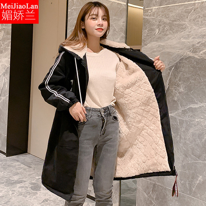 200斤加肥加大码女装棉衣中长款加绒厚3遮肚宽松胖mm棉袄外套冬装