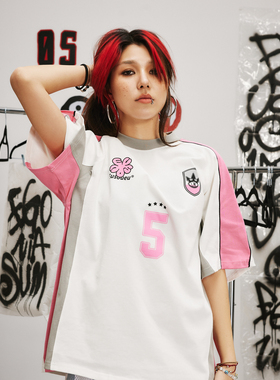 EU/EUSOUEU 2025SS三色Blockcore拼接撞色运动美式足球服短袖T恤