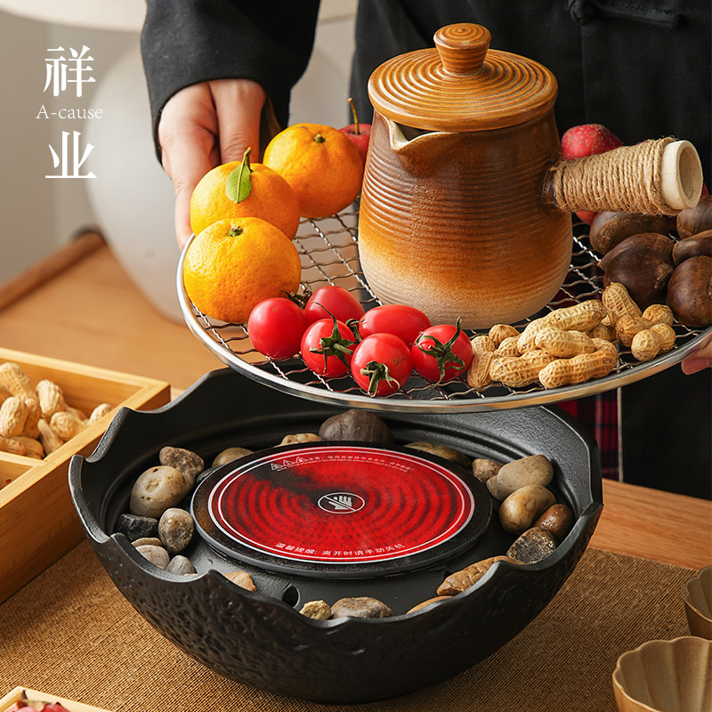 2026新款围炉煮茶烤火炉套装家用室内器具全套黑晶炉专用陶瓷茶壶