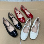 方头浅口经典 法式 复古超软平底纯色玛丽珍单鞋 外贸原单女鞋 小红鞋