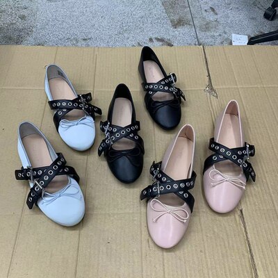 外贸原单平底蝴蝶结单鞋新款时尚舒适芭蕾浅口圆头仙女甜美豆豆鞋