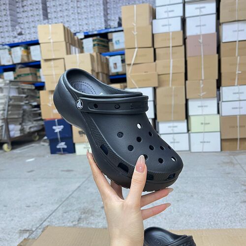 百搭休闲圆头纯色厚底拖鞋洞洞鞋