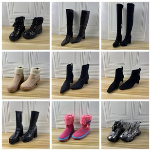 女靴尖头纯色粗跟时装 Lady 外贸原单独码 36码 短靴长靴 Shoes杂款