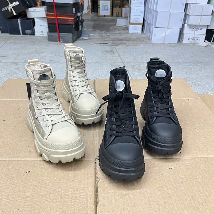 厚底增高系带短靴马丁靴女鞋