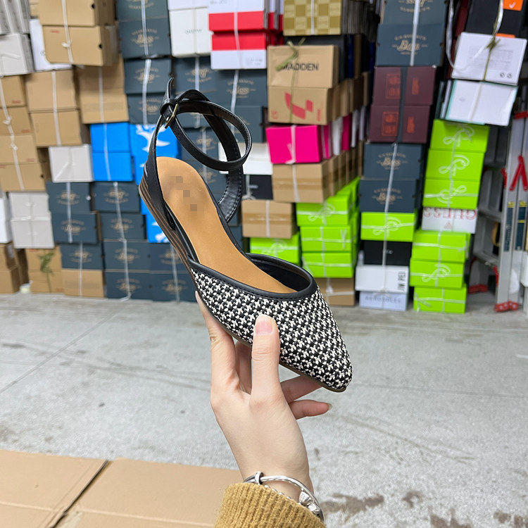 外贸原单女鞋新款尖头浅口平底shoes时尚百搭工厂清仓洋气凉鞋