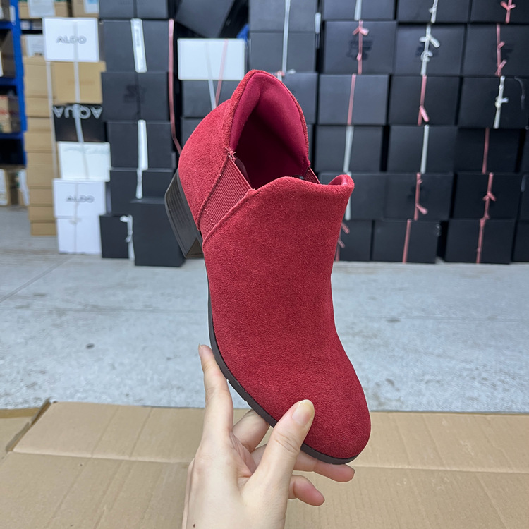 圆头粗高跟套筒短靴踝靴切尔西靴