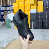 Lady Shoes 外贸原单女靴微瑕通勤尖头纯色粗跟侧拉链短靴及踝靴