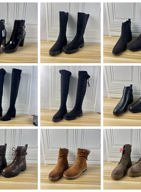 Lady Shoes外贸原单40-41码杂款靴子简约时尚新圆头休闲百搭长靴
