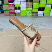 简约时尚 新款 shoes外穿断码 外贸原单方头平底拖鞋 一字懒人女鞋