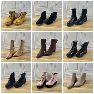 Shoes杂款 粗跟通勤纯色时装 38码 时尚 短靴 外贸原单女靴独码 Lady