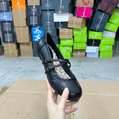 百搭日常舒适浅口单鞋 外贸原单shoes女鞋 圆头平底一字扣带时尚