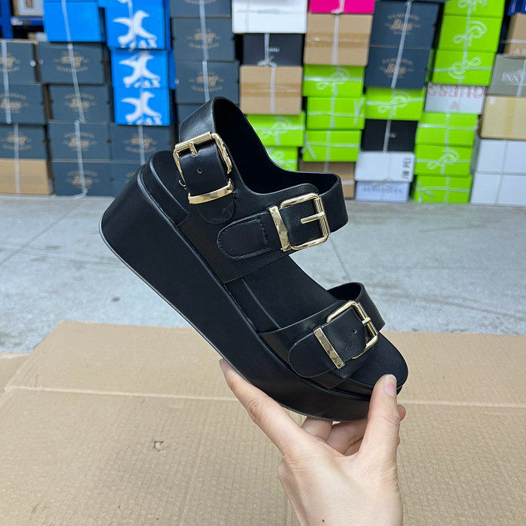 简约时尚新款圆头露趾休闲百搭